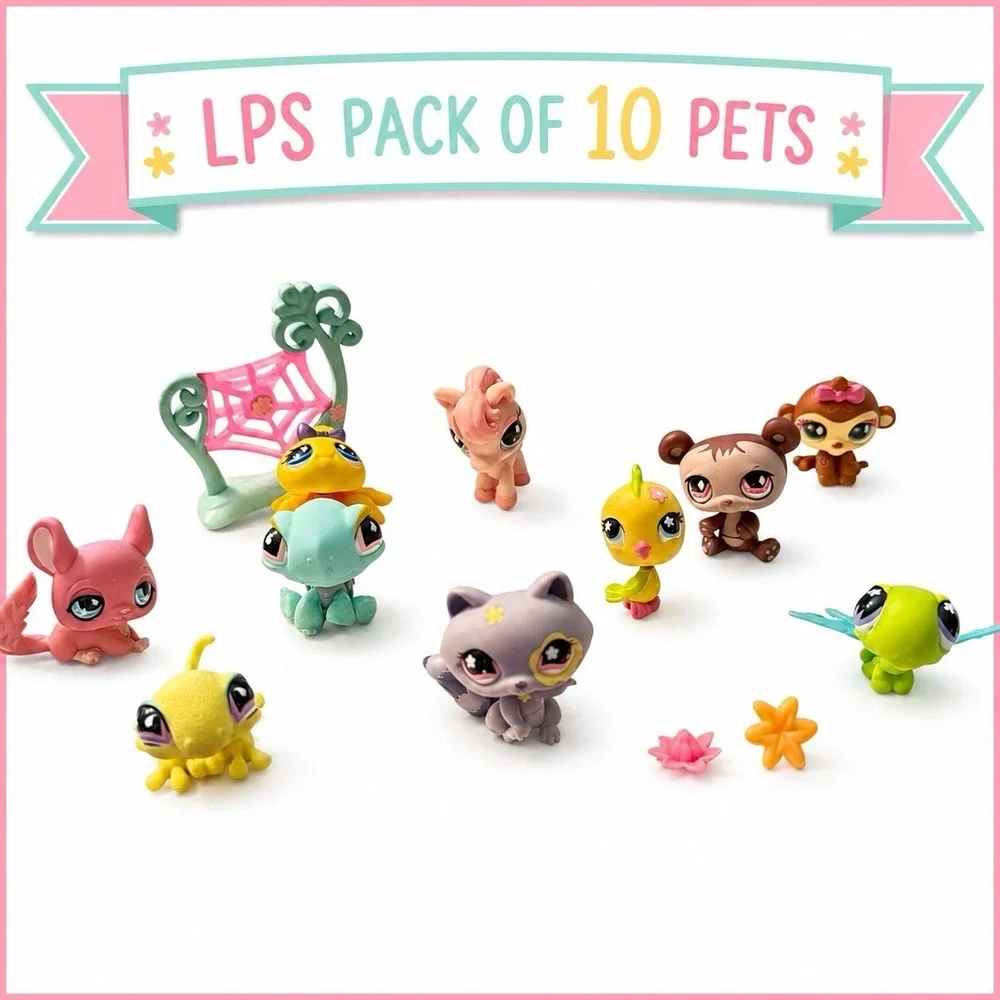 2007 LPS Littlest Pet Shop Pack of 10 Pets 592-601 Complete Pet Set G2